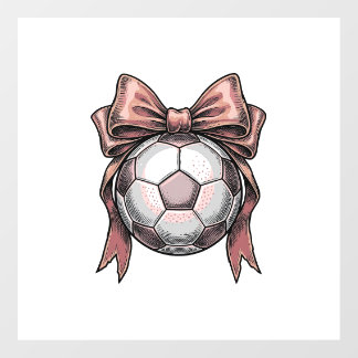 Pink Bow Soccer Ball Vintage Floor Decals
