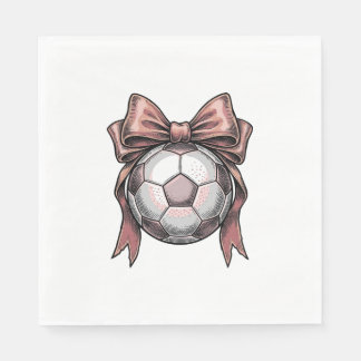 Pink Bow Soccer Ball Vintage Napkins