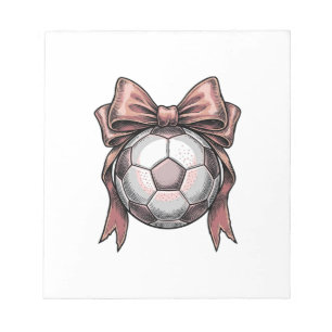 Pink Bow Soccer Ball Vintage Notepad