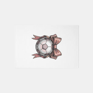 Pink Bow Soccer Ball Vintage Rug