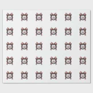 Pink Bow Soccer Ball Vintage Wrapping Paper