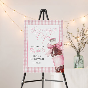 Pink Bow Soda Bottle Baby Shower Welcome Sign