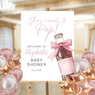 Pink Bow Soda Bottle Baby Shower Welcome Sign