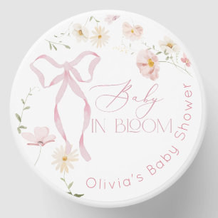 Pink Bow Spring wildflowers Baby in Bloom Mini Candle Favors