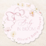 Pink Bow Spring wildflowers Baby in Bloom Paper Coaster<br><div class="desc">Pink Bow Spring wildflowers Baby in Bloom Paper Coaster 
Matching items are available.</div>