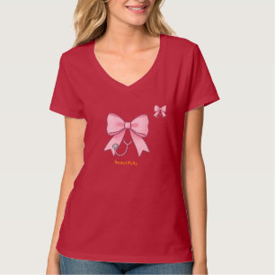 Pink Bow Stethoscope Art T-Shirt