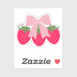 Pink Bow Strawberries Sticker