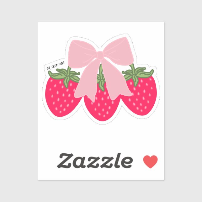 Pink Bow Strawberries  Sticker (Sheet)