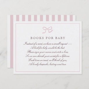 PInk Bow & Stripes Books for baby Enclosure Card