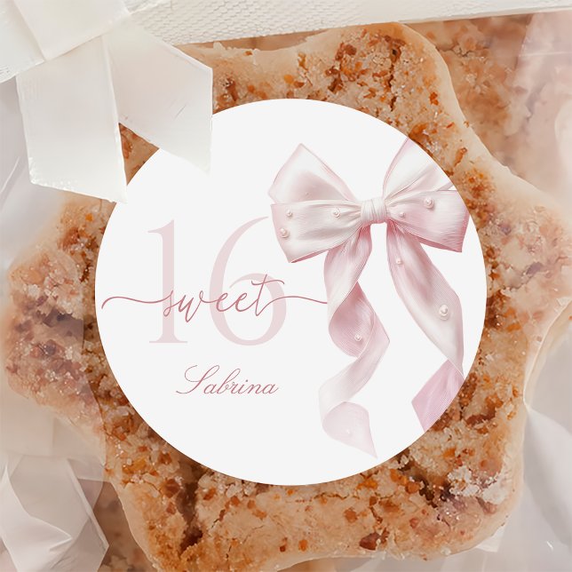 Pink Bow Sweet 16 Birthday Sticker (Creator Uploaded)
