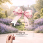 Pink bow Sweet 16 luxury clear Acrylic Invitations<br><div class="desc">A clear,  transparent background,  decorated with a pink large bow. Personalize and add a name and party details.</div>