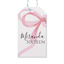 Pink Bow Sweet Sixteen Birthdaetiqueta para regalo