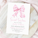 Pink Bow Sweet Sixteen Birthday Invitation<br><div class="desc">Pink Bow Sweet Sixteen Birthday Invitation for a modern bow aesthetic 16th birthday celebration</div>