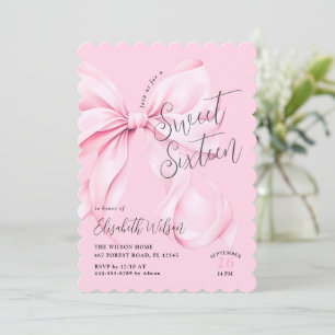 Pink Bow Sweet Sixteen Birthday Invitation
