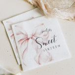 Pink Bow Sweet Sixteen Birthday Napkins<br><div class="desc">Pink Bow Sweet Sixteen Birthday napkins for a modern bow aesthetic 16th birthday celebration</div>