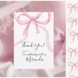  Pink Bow Sweet Sixteen Birthday Thank You Card