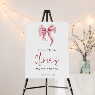 Pink Bow Sweet Sixteen Birthday Welcome Foam Board