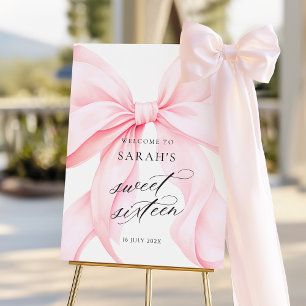 Pink Bow Sweet Sixteen Birthday Welcome Foam Board