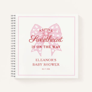 Pink Bow Sweetheart Baby Shower Guestbook Notebook