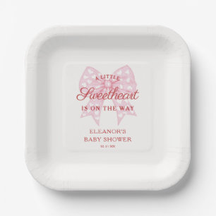 Pink Bow Sweetheart Baby Shower Guestbook Paper Plates