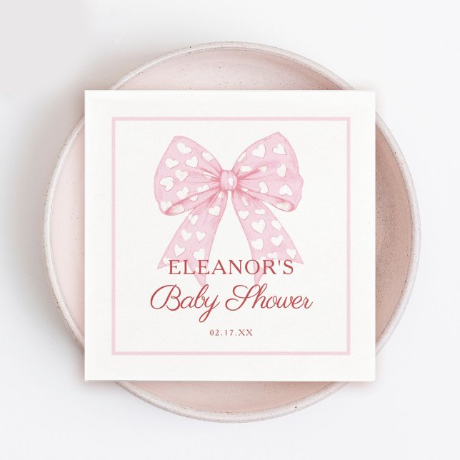 Pink Bow Sweetheart Baby Shower Napkins (Creator Uploaded)