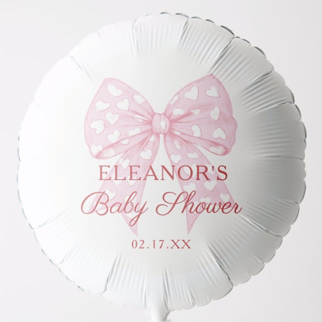 Pink Bow Sweetheart Girl Baby Shower Balloon (Front)