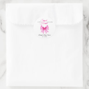 Pink Bow Sweetheart girl Valentine's Baby shower  Classic Round Sticker