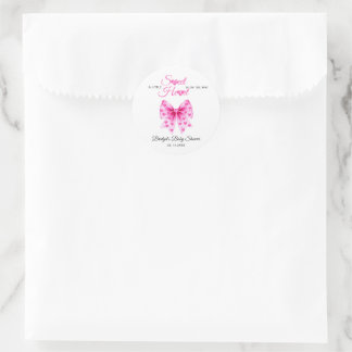Pink Bow Sweetheart girl Valentine's Baby shower  Classic Round Sticker