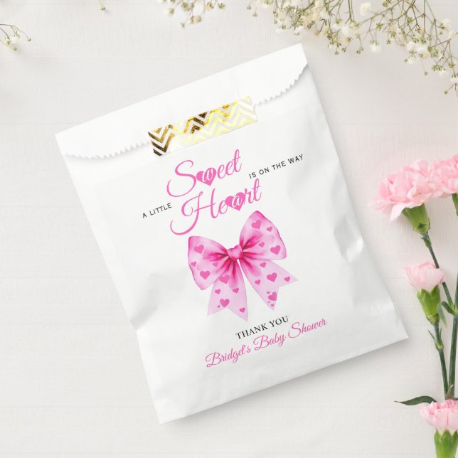 Pink Bow Sweetheart girl Valentine's Baby shower  Favor Bag (Sealed)