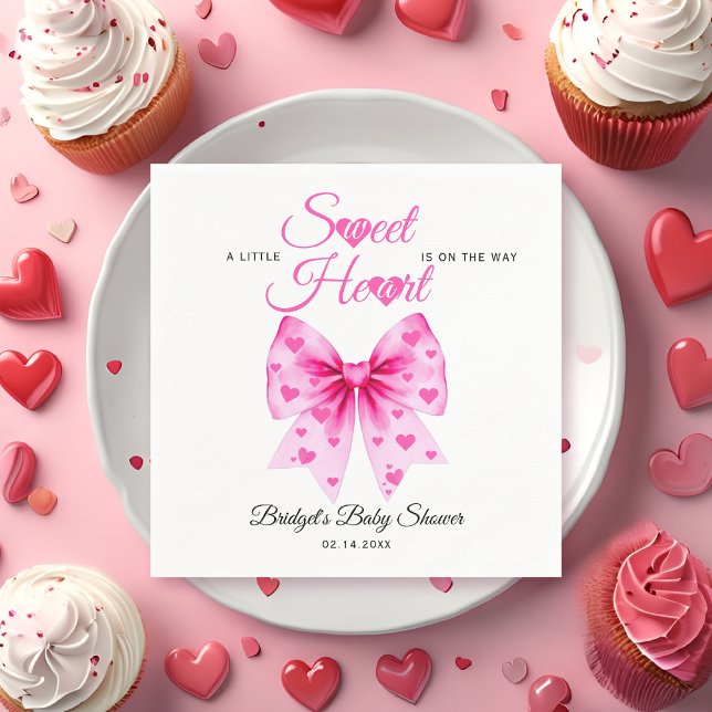 PInk Bow Sweetheart girl Valentine's Baby shower  Napkins (Creator Uploaded)