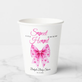 Pink Bow Sweetheart girl Valentine's Baby shower  Paper Cups