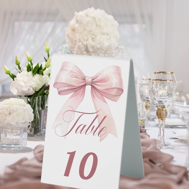 Pink bow table tent (Creator Uploaded)