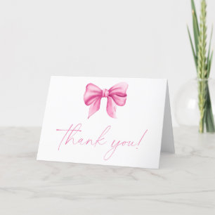 Pink Bow Thank You Card