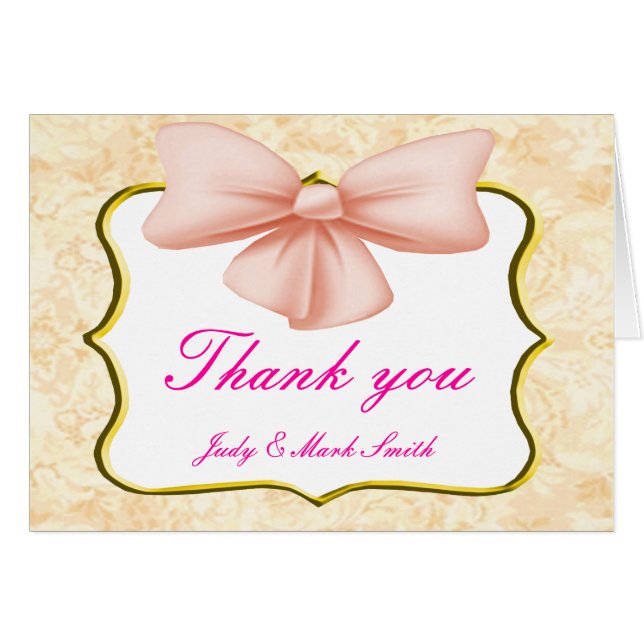 Pink Bow Thank You Card (Front Horizontal)