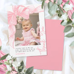 Pink Bow Thank You Card<br><div class="desc">Girls Just Wanna Be ONE 1st Birthday Thank You Card. This adorable design features a playful watercolor bow with a ribbon frame surrounding a photo of the birthday girl, creating a sweet and stylish focal point. Along the right side, “thank you” is displayed vertically in elegant handwritten script, adding a...</div>