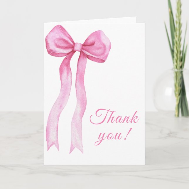 Pink Bow Thank You Card (Front)