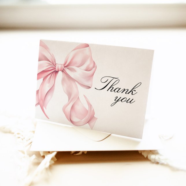 Pink Bow Thank You Card Coquette Bow (Creator Uploaded)