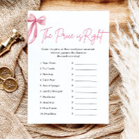 Pink Bow The Price is Right Bridal Shower Game