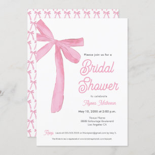 Pink Bow theme bridal shower customizable Invitation
