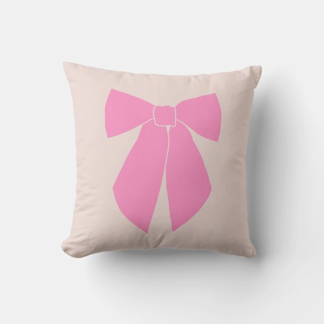 Pink Bow Throw Pillow (Front)