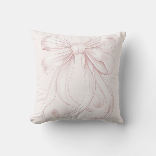 pink bow  throw pillow (Front)