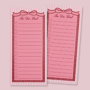 Pink Bow To Do List Checklist Notepad