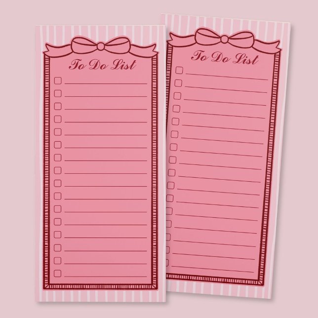 Pink Bow To Do List Checklist Notepad (Pink Bow To Do List Checklist Notepad)