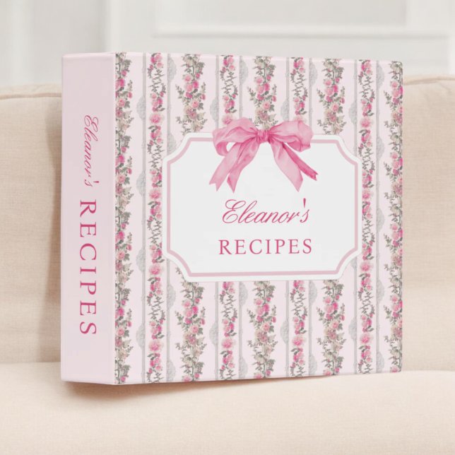 Pink Bow Toile Bridal Shower Recipe Binder (Creator Uploaded)