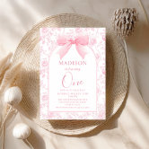 Girls Just Wanna Be One Pink Bow 1st Birthday Invitation