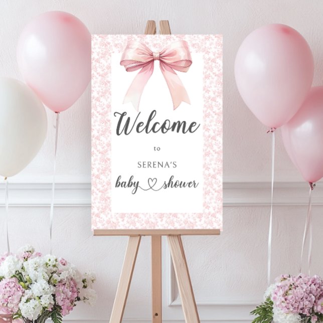 Pink Bow Toile Girl Baby Shower Foam Board (Creator Uploaded)