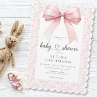 Pink Bow Toile Girl Baby Shower
