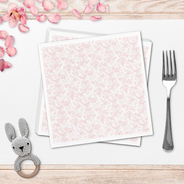 Pink Bow Toile Girl Baby Shower Napkins (Pink Bow Toile Girl Baby Shower Napkins)