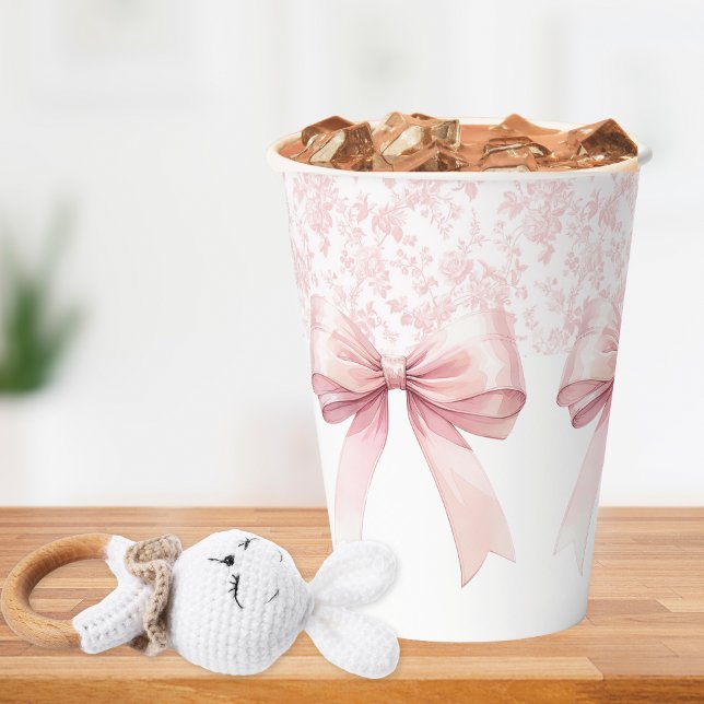 Pink Bow Toile Girl Baby Shower Paper Plates Paper Cups (Pink Bow Toile Girl Baby Shower Paper Plates Paper Cups)