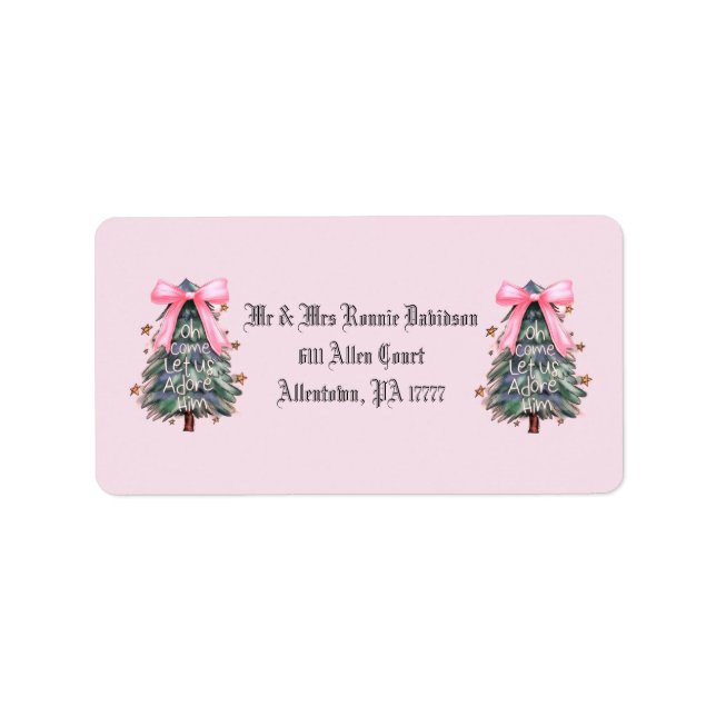 Pink Bow Tree Return Address Labels (Front)